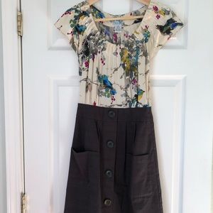 Anthropologie dress with silk top & cotton skirt